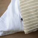 Taie d'oreiller 60x60cm coton tissage texturé coloris beige et blanc - TIMEA