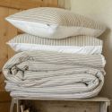 Taie d'oreiller 60x60cm coton tissage texturé coloris beige et blanc - TIMEA