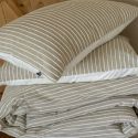 Taie d'oreiller 60x60cm coton tissage texturé coloris beige et blanc - TIMEA