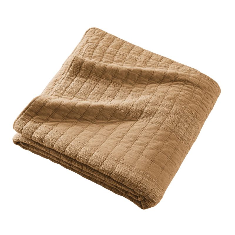 Couvre-lit 240x260cm en coton jacquard coloris camel - ZALYA