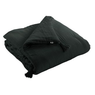 Couvre-pied 150x150cm Capitonné Gaze de Coton Sapin - OUREA