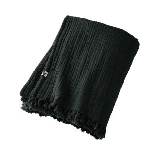 Plaid à Franges 130x160cm 4 Epaisseurs Gaze de Coton Sapin - OUREA