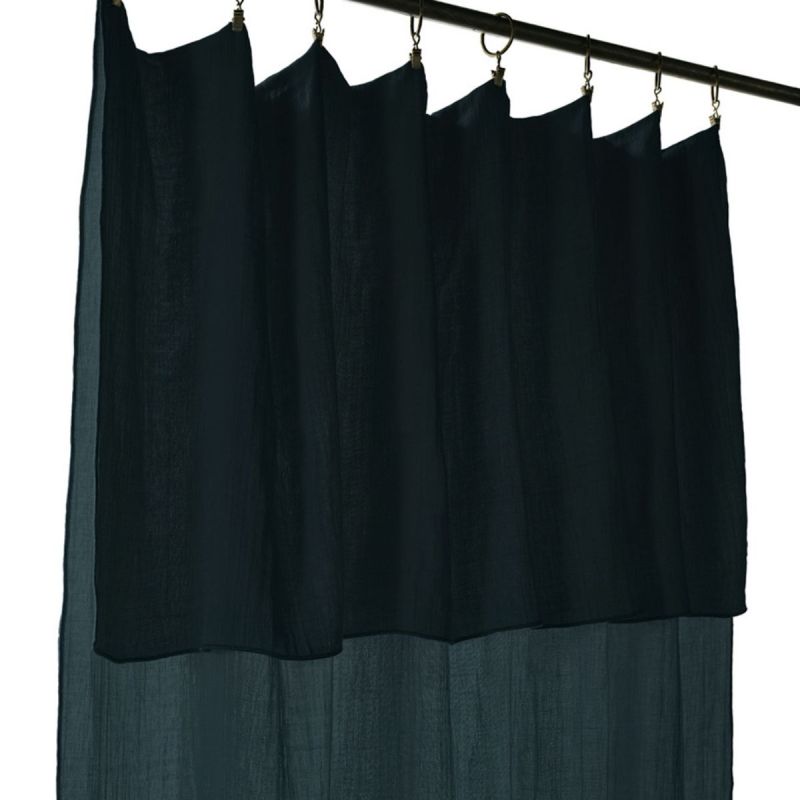 Rideau Ajustable 140x300 cm Gaze de Coton Sapin + 8 Anneaux Pince - OUREA