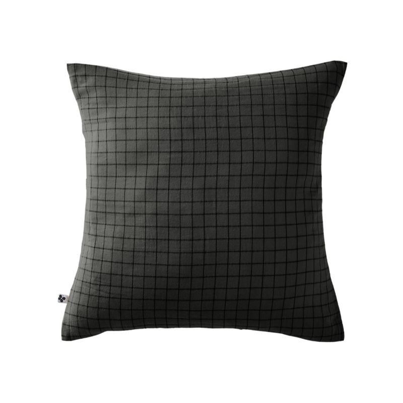 Taie d'Oreiller 60x60cm Gaze de Coton Sapin à Petits Carreaux - OUREA MOTIF