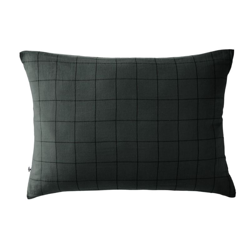 Taie d'Oreiller 50x70cm Gaze de Coton Sapin à Grands Carreaux - OUREA MOTIF