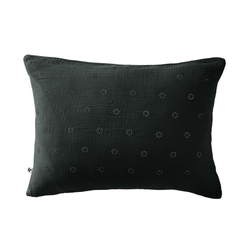 Taie d'Oreiller 50x70cm Gaze de Coton Sapin à Fleurs Ajourées - OUREA MOTIF