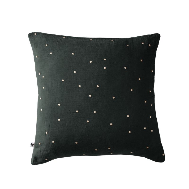 Taie d'Oreiller 60x60cm Gaze de Coton Sapin à Pois Dorés - OUREA MOTIF