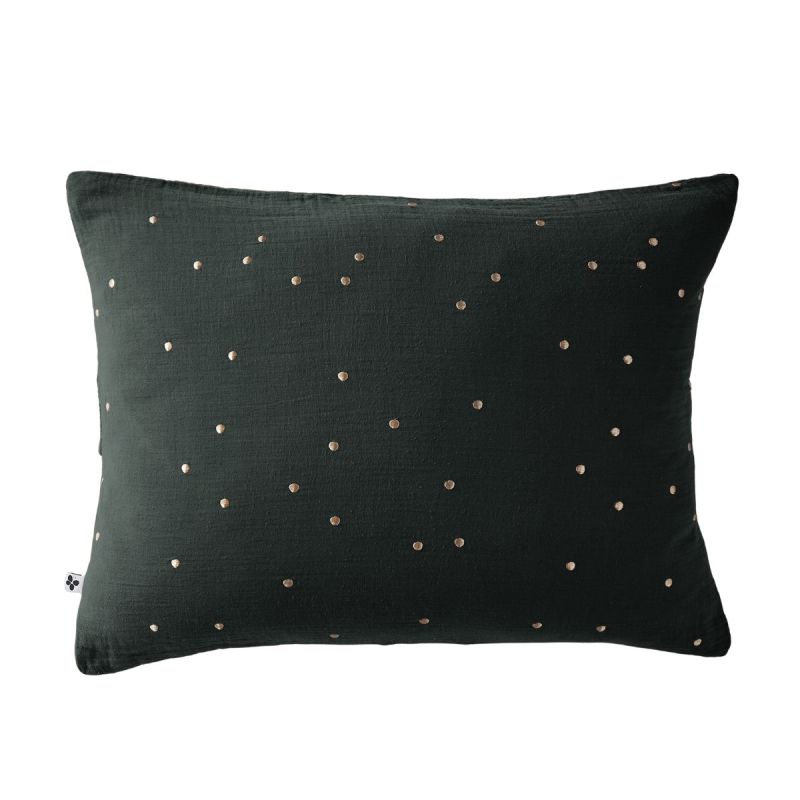 Taie d'Oreiller 50x70cm Gaze de Coton Sapin à Pois Dorés - OUREA MOTIF