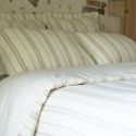 Housse de couette 240x220cm coton tissage texturé coloris blanc rayé beige - TITOUAN