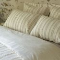 Housse de couette 240x220cm coton tissage texturé coloris blanc rayé beige - TITOUAN