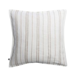 Taie d'oreiller 60x60cm coton tissage texturé coloris blanc rayé beige - TITOUAN