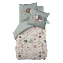 GEDEON - Parure de Lit Imprimé Hérisson Housse de Couette 240x220cm + 2 Taies d'Oreiller