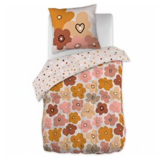 Couette imprimée 140x200cm + 1 taie d'oreiller 63x63cmcoton motif floral seventies - BARBAFLEUR
