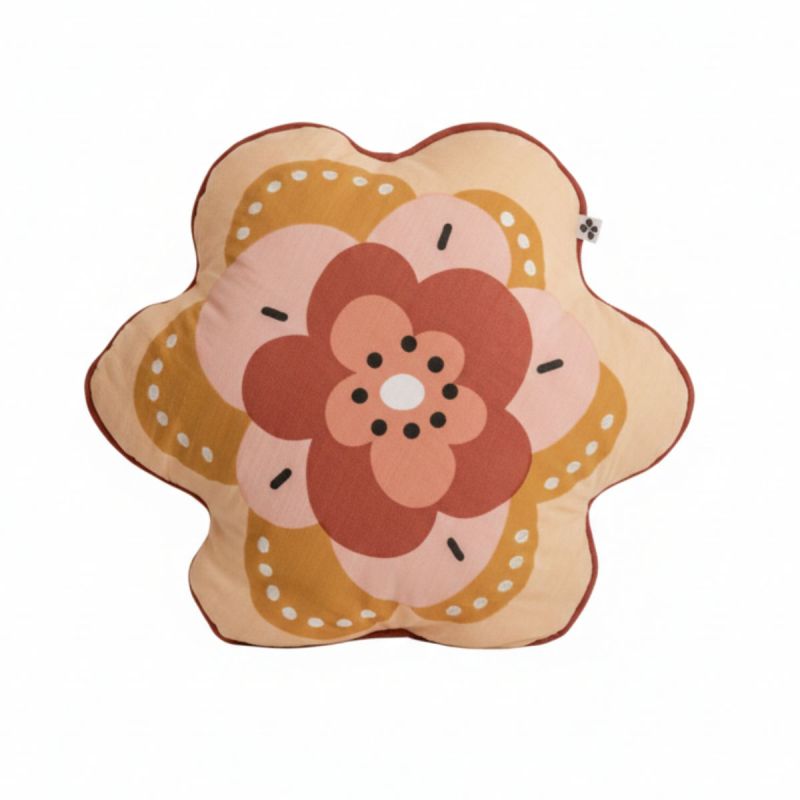 Coussin Déhoussable coton motif et forme fleur - BARBAFLEUR