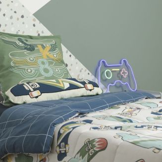Couette imprimée 140x200cm + 1 taie d'oreiller 63x63cm coton motif stakeboard - STREET