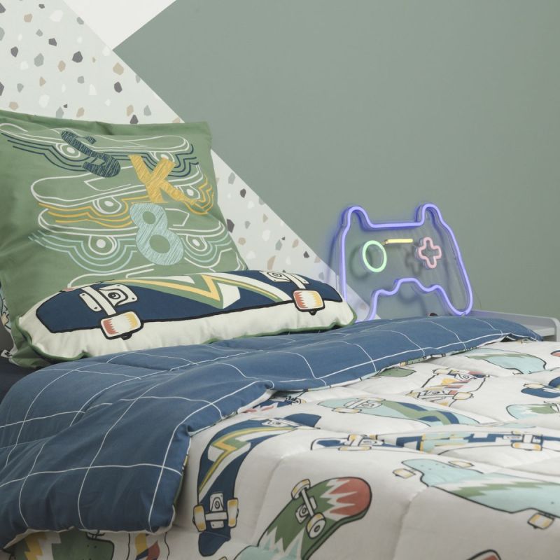 Couette imprimée 140x200cm + 1 taie d'oreiller 63x63cm coton motif stakeboard - STREET