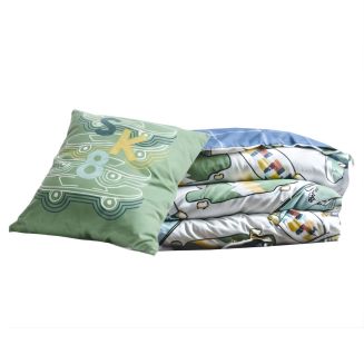 Parure de Lit Imprimé Floral Housse de Couette 140x200cm + 1 Taie d'Oreiller 63x63cm coton motif stakeboard - STREET