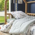 Couette imprimée 140x200cm + 1 taie d'oreiller 63x63cm coton motif Fusée - COMETE