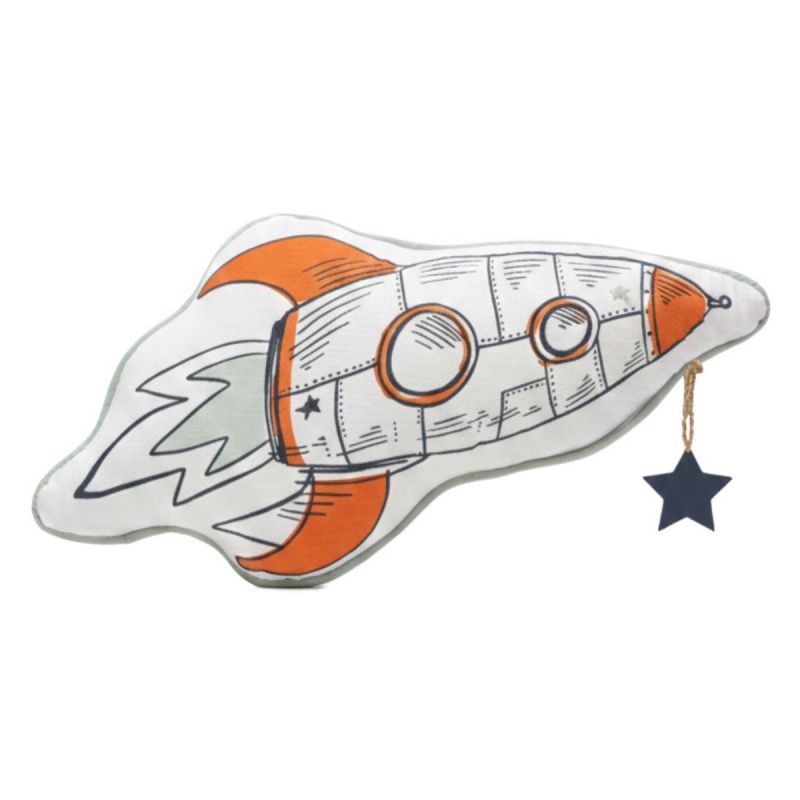 Coussin Déhoussable coton motif et forme Fusée - COMETE