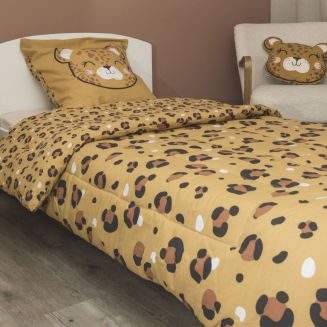 Couette imprimée 140x200cm + 1 taie d'oreiller 63x63cm coton motif Léopard - KUMBA