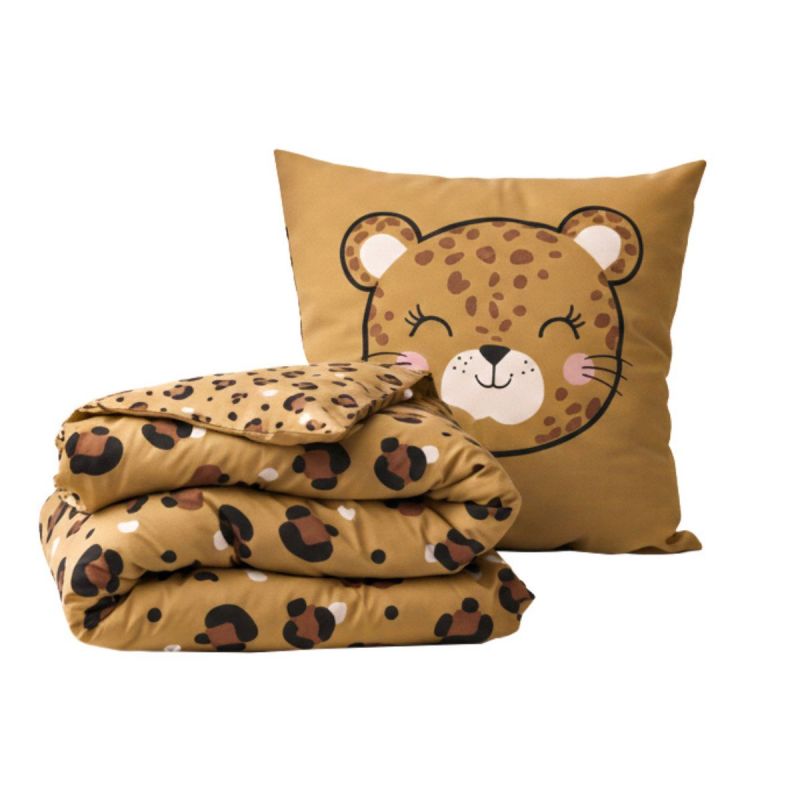 Parure de Lit Imprimé Floral Housse de Couette 140x200cm + 1 Taie d'Oreiller 63x63cm coton motif Léopard - KUMBA