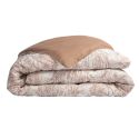Housse de Couette 200x200cm coton imprimé feuillage blanc et sable - JAVEN