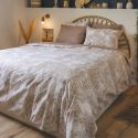 Housse de Couette 240x220cm coton imprimé feuillage blanc et sable - JAVEN