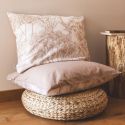 Taie d'oreiller 50x70cm coton imprimé feuillage blanc et sable - JAVEN