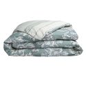 Housse de Couette 240x220cm coton imprimé recto floral verso rayé vert sauge et blanc - TAMIA