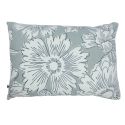 Taie d'oreiller 50x70cm coton imprimé recto floral verso rayé vert sauge et blanc - TAMIA