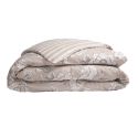 Housse de Couette 140x200cm coton imprimé recto floral verso rayé beige - COTTAGE