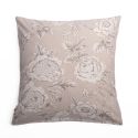 Taie d'oreiller 63x63cm coton coton imprimé recto floral verso rayé beige - COTTAGE