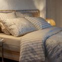 Taie d'oreiller 63x63cm coton coton imprimé recto floral verso rayé beige - COTTAGE