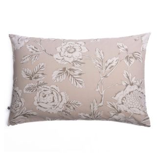 Taie d'oreiller 50x70cm coton imprimé recto floral verso rayé beige - COTTAGE
