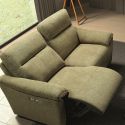 MAZARO - Canapé 3 Places Relax Electrique Tissu Vert Chiné