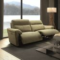 MAZARO - Canapé 3 Places Relax Electrique Tissu Vert Chiné