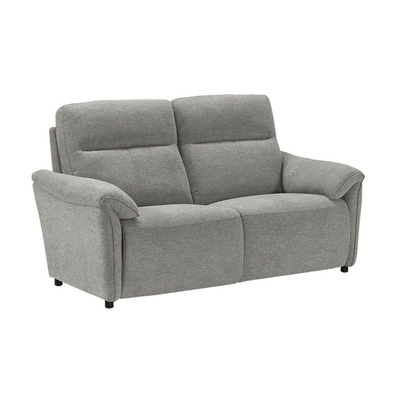 MAZARO - Canapé 2 Places Fixe Tissu Gris Chiné