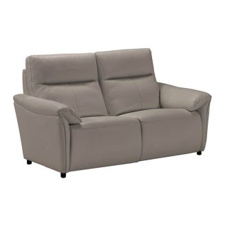 MAZARO - Canapé 2 Places Fixe Cuir Gris éléphant