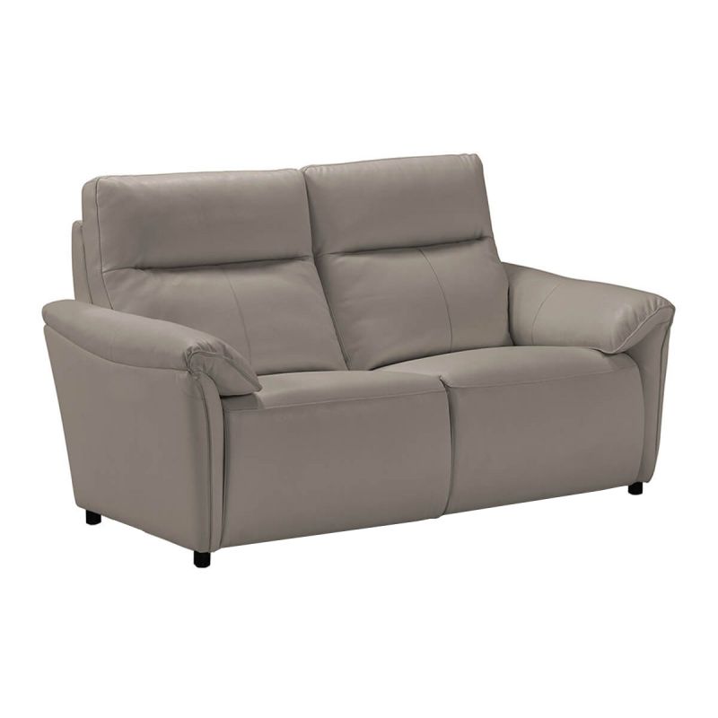 MAZARO - Canapé 2 Places Fixe Cuir Gris éléphant