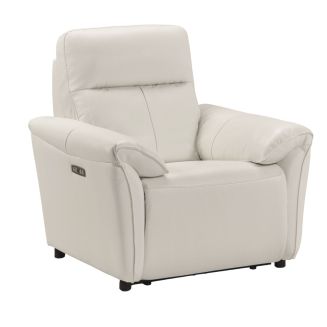 Fauteuil Relax Electrique Cuir Blanc - MAZARO