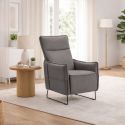 Fauteuil Relax design en tissu gris foncé piètement métal luge - HASSAN