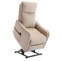 Fauteuil relax releveur tissu polyester beige orangé chiné - BETTA