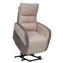 Fauteuil relax releveur tissu polyester imitation cuir gris et beige - NYMPHAEA
