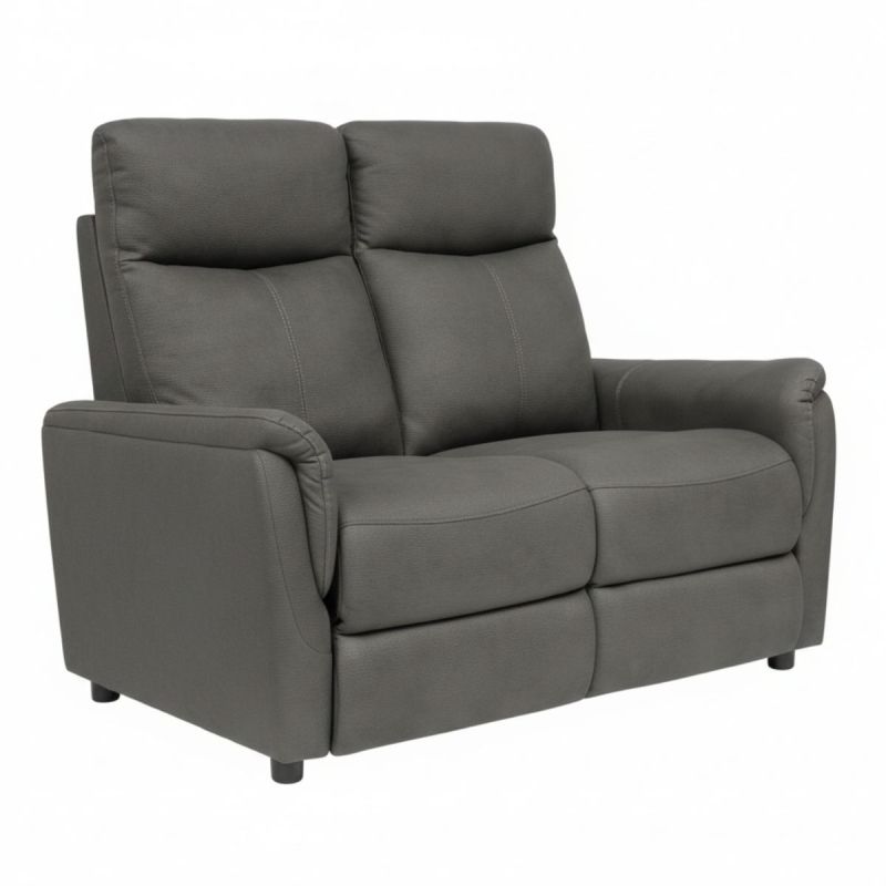 Canapé fixe tissu polyester imitation cuir gris foncé - GIACOMO