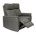 Canapé 2 places relax électrique tissu polyester imitation cuir gris foncé - GIACOMO