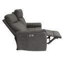 Canapé 2 places relax électrique tissu polyester imitation cuir gris foncé - GIACOMO