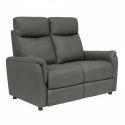 Canapé 2 places relax électrique tissu polyester imitation cuir gris foncé - GIACOMO