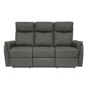 Canapé 3 places relax électrique tissu polyester imitation cuir gris foncé - GIACOMO