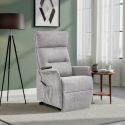 Fauteuil relax releveur tissu polyester tissu polyester gris clair - SALVADOR