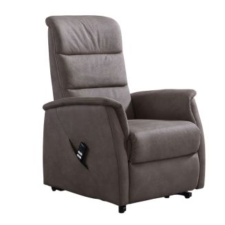 Fauteuil relax releveur tissu polyester imitation cuir gris-brun marbré - DONATELLO